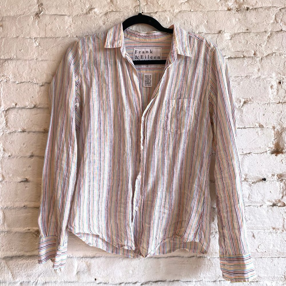Frank and Eileen multi-color stripe button-up Small